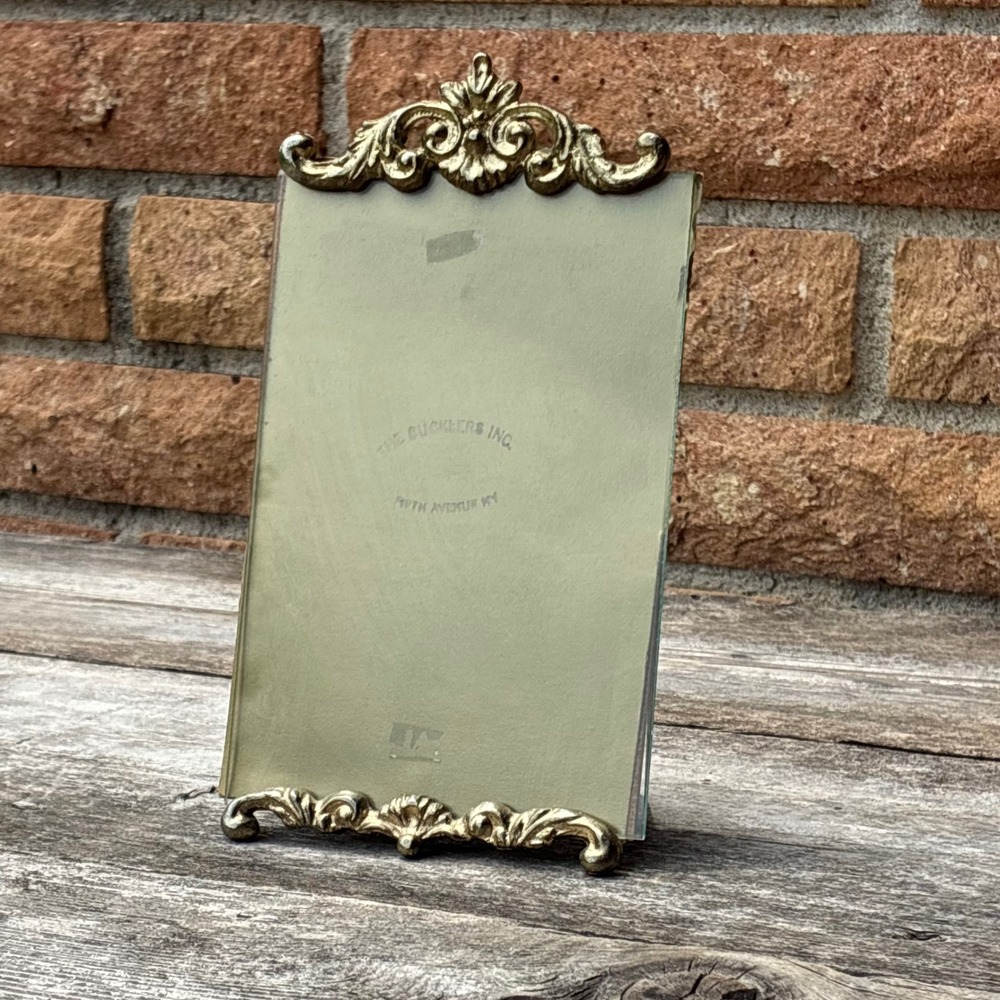 Vintage The Bucklers Inc 3x5 Brass & Enamel Picture Frame Ornate